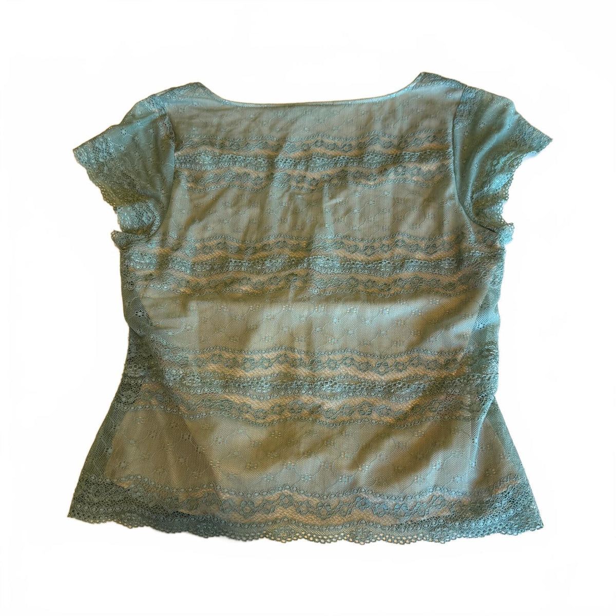 The Limited Lace Trim Blue Wrap Top Mesh Bella Swan Coquette Fall Back to School