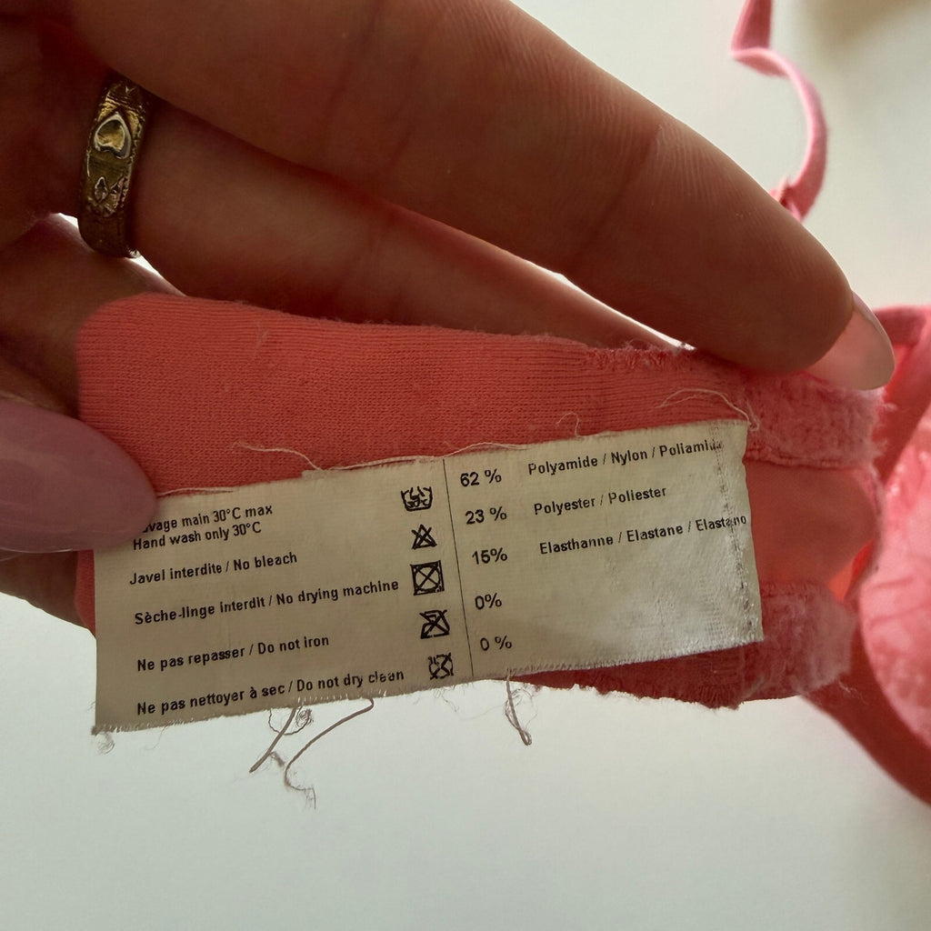 Simone Perele Coral Pink Lace Bra Sheer Floral French Luxury Lingerie Coquette