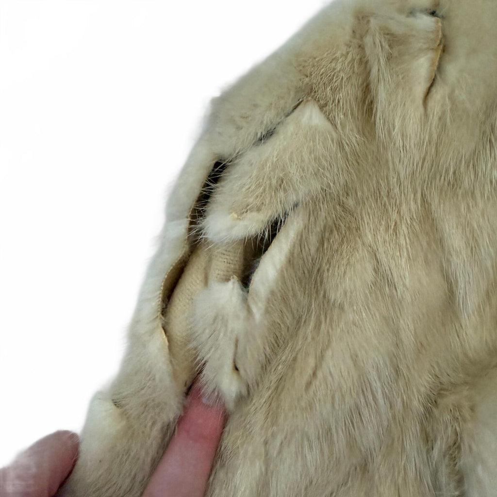 Vintage Genuine Mink Fur Coat Women's Blonde Long Coat Pockets Winter Luxe