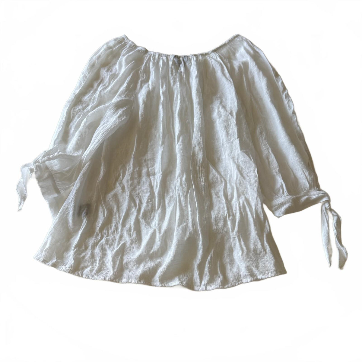 Mlle Gabrielle White Off Shoulder Pearl Trim Boho Top Cottagecore Fairycore Sz S