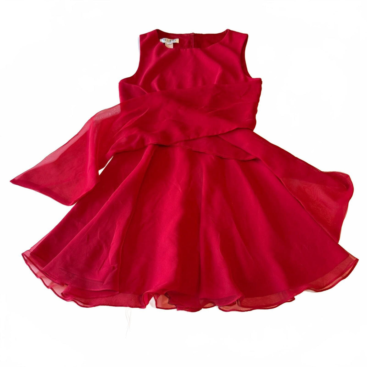 thriftalina Vintage 90s Tempo Paris Red Tie Detail Mini Dress Fairycore Coquette Euro Sz 4