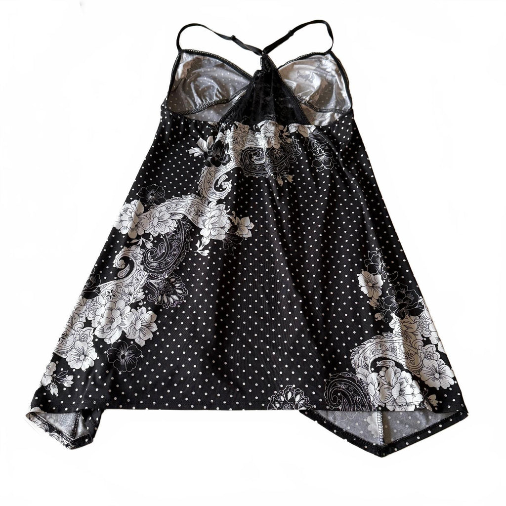 Coquette Women's Polka Dot Slipdress Floral Romantic Racerback Secret Treasures