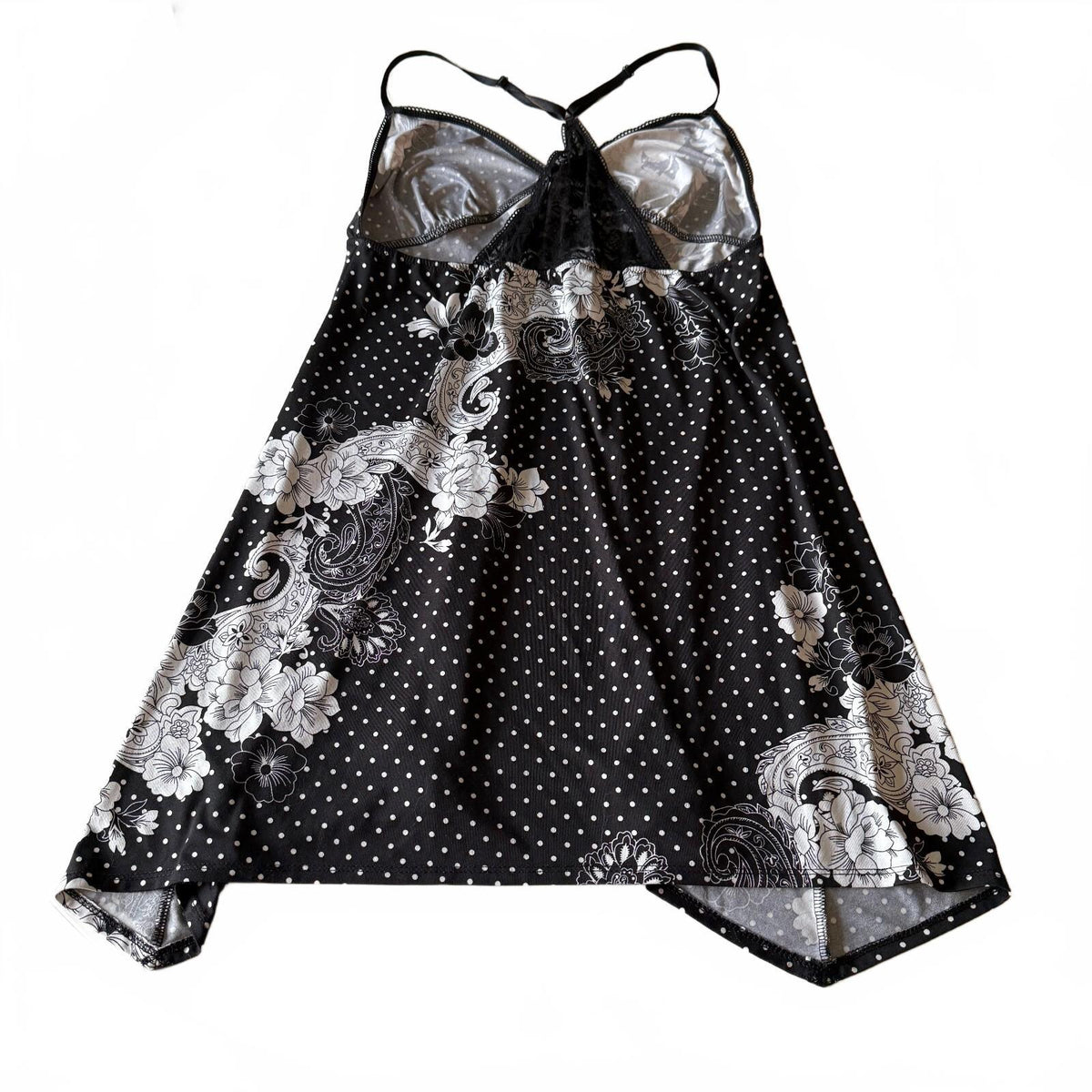 Coquette Women's Polka Dot Slipdress Floral Romantic Racerback Secret Treasures