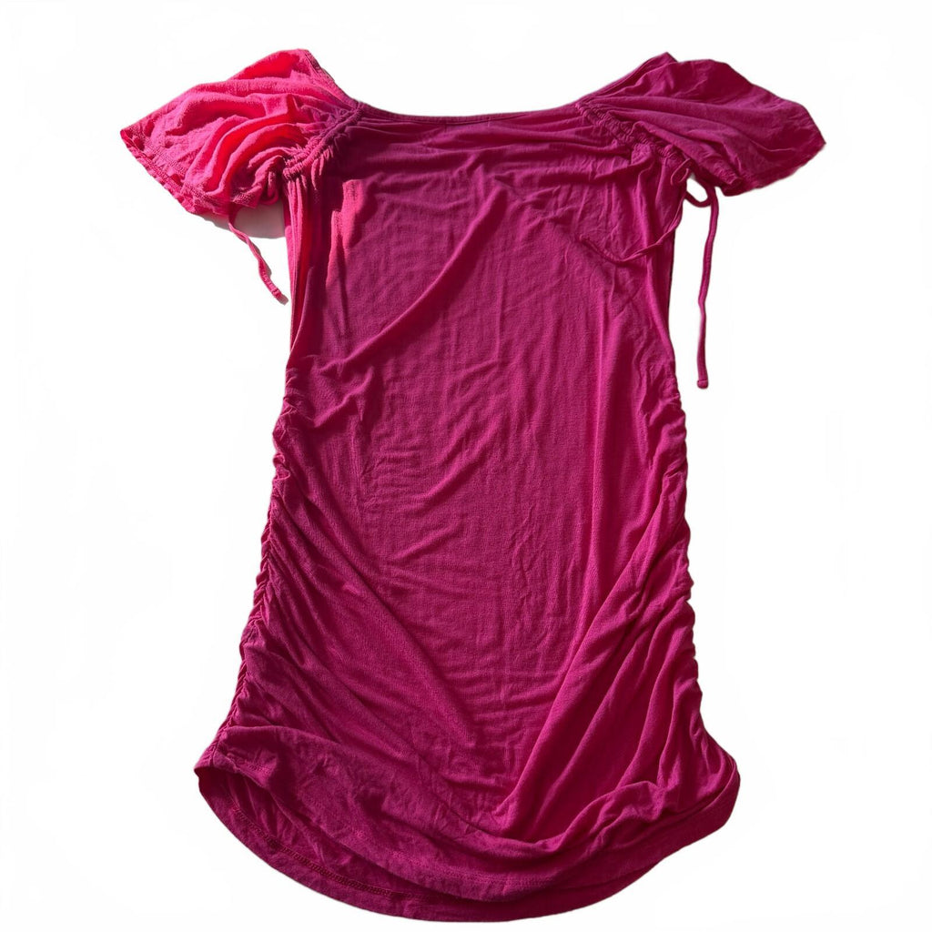 Y2K Southpole Women's Bodycon Pink Short Sleeve Ruched Dress Size M