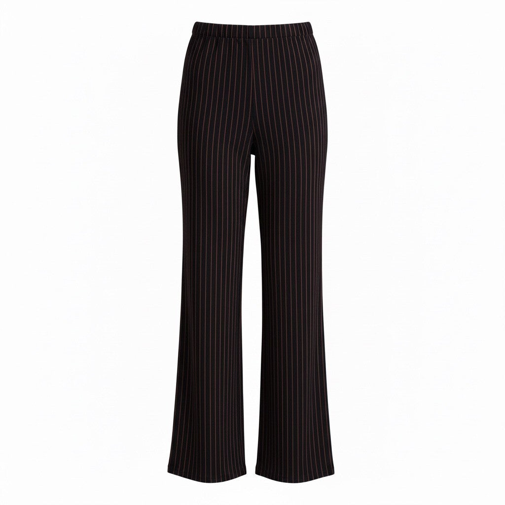 KC Stevens Women's XL Black Pants with Red Pinstripes Stretch Waistband