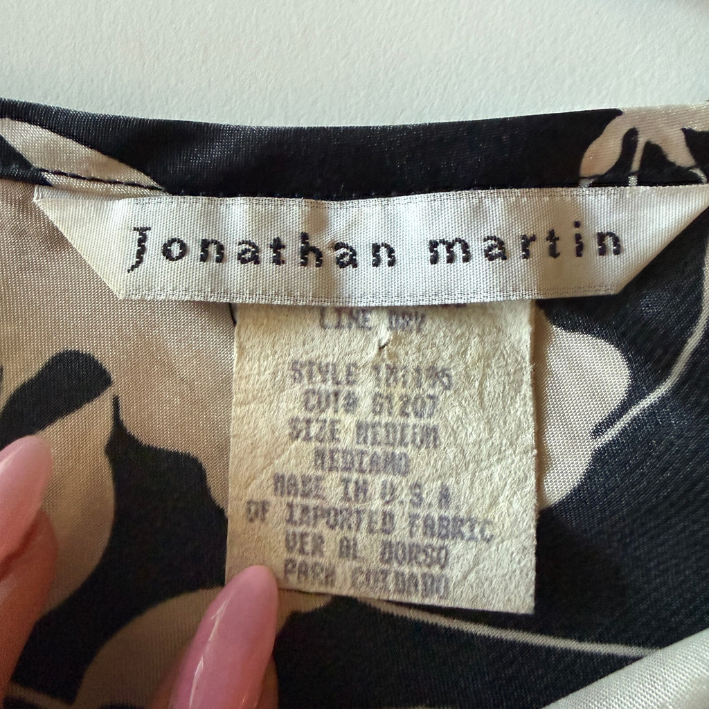 Vtg Jonathan Martin Black Floral Satin Mini Wrap Skirt Sz M Coquette Balletcore