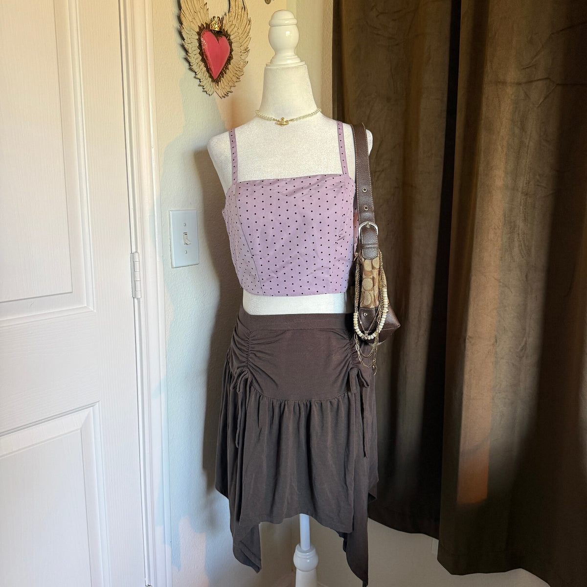 Occasion Old Navy Purple Polka Dot Crop Top Cami Coquette Soft Romantic Sz Small
