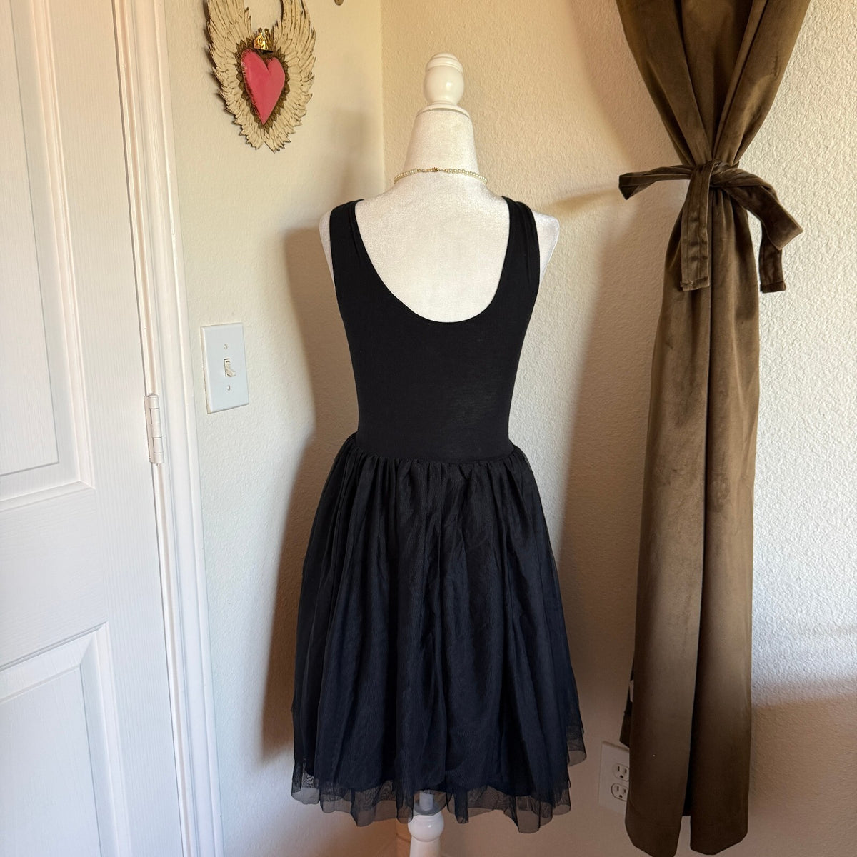 Xhilaration Ballerina Tulle Skirt Coquette Black Sleeveless Fit Flare Dress XS