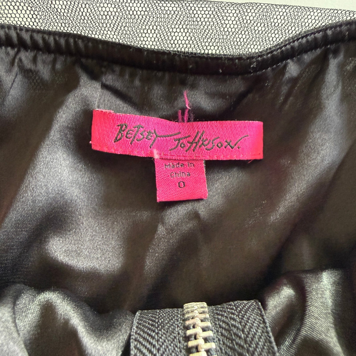 Betsey Johnson Women's Strapless Black Ruched Dress Size 0 with Front Zip