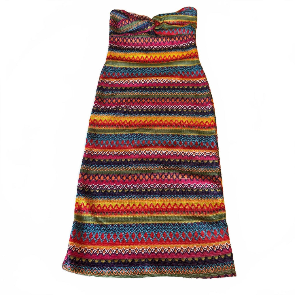 Women's Knit Colorful Strapless Striped Dress SHEIN Size Medium