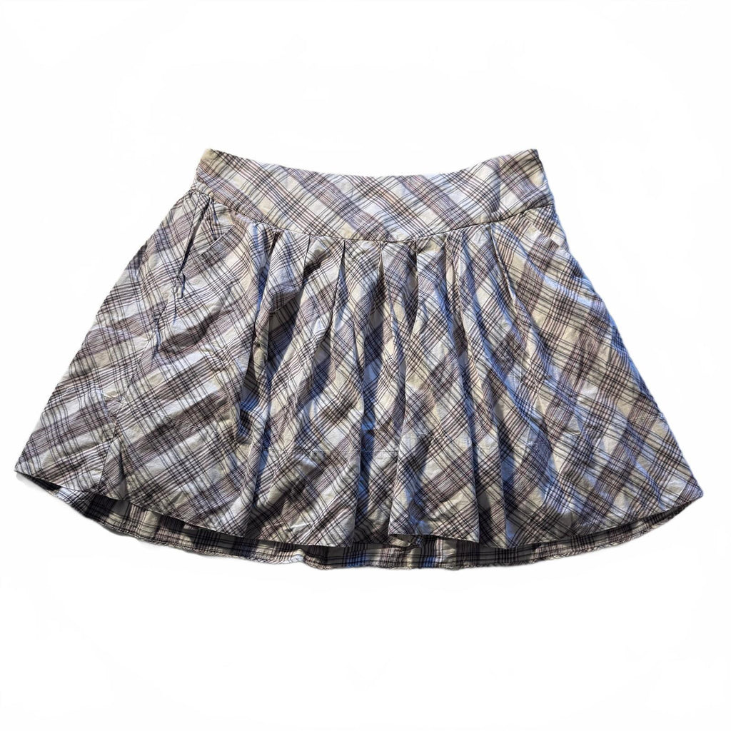 Lord & Taylor Plaid Academia Pleated Cotton Fall Preppy Mini Skirt Size XL