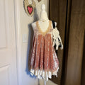 POL Boho Romantic Soft Girly Coquette Crushed Velvet Pink Lace Trim Tank Top S