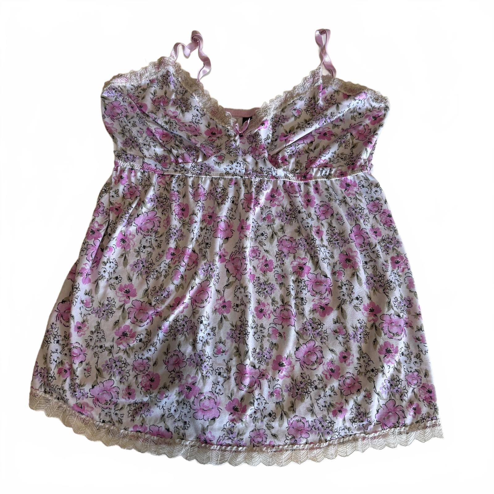 Y2K Vintage Floral Laura Ashley Floral Lace Trim Tank Top Women's XL