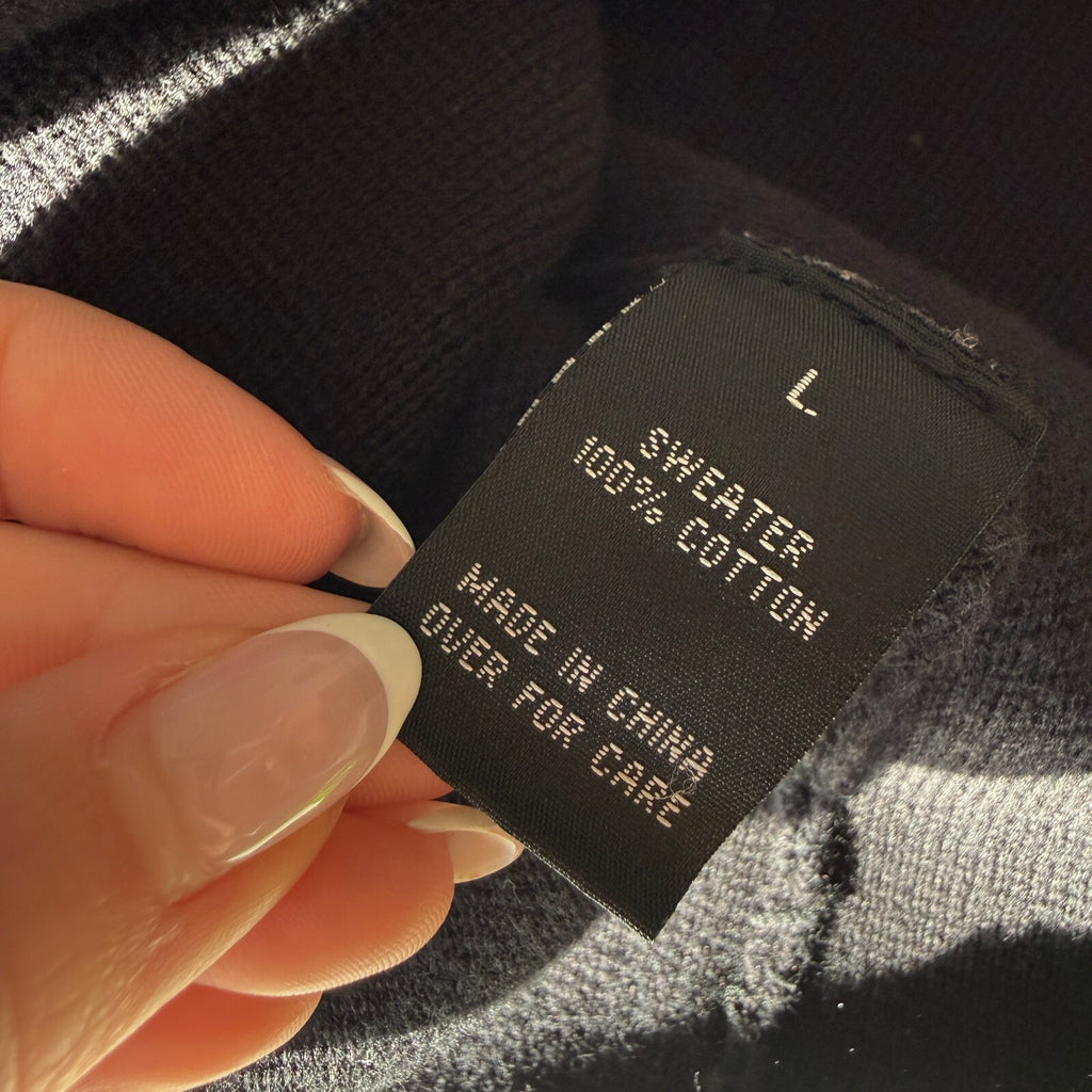 AB Studio Women's Black Cotton Sweater Cardigan Size Large