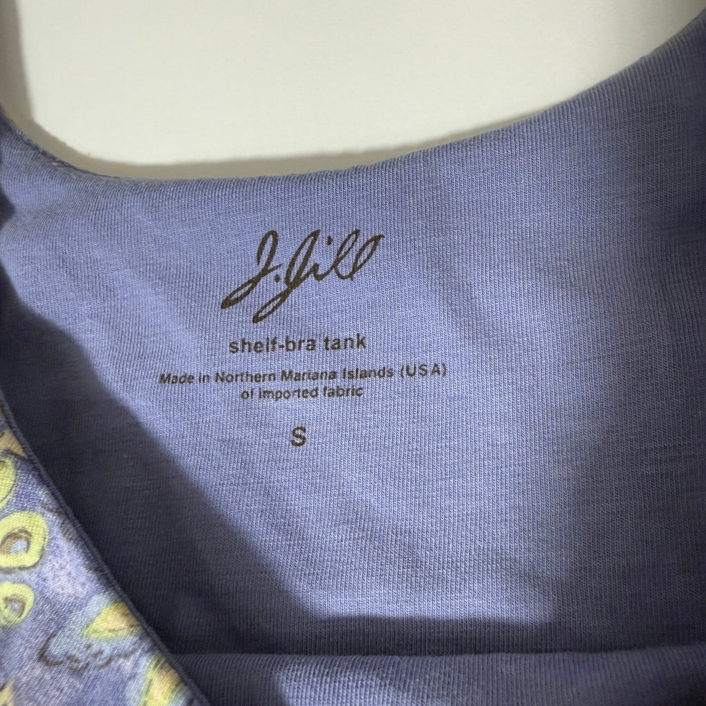 J. Jill Whimsical Floral Print Tank Top with Shelf Bra Cotton 90s Whimsigoth