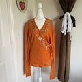 Vintage Mohair Wool Celestial Embroidered Wrap Sweater Whimsigoth Witchy