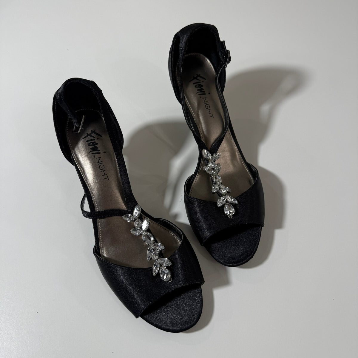 Fioni Bedazzled Women's Strappy Heels Sateen Finish Formal Elegant Girly