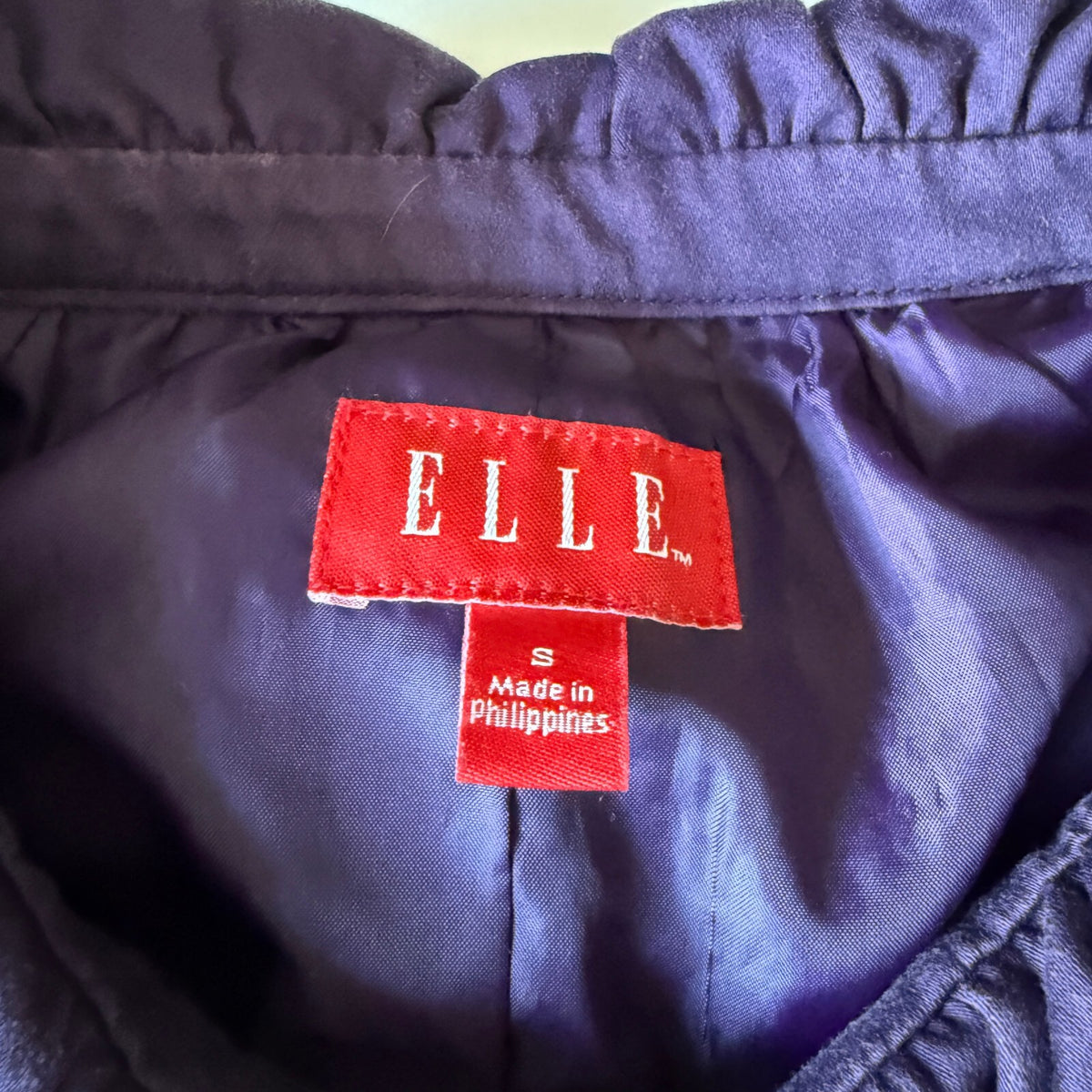 Elle Purple Peplum Jacket Ruffle Collar Balloon Sleeve Coquette Dark Academia S