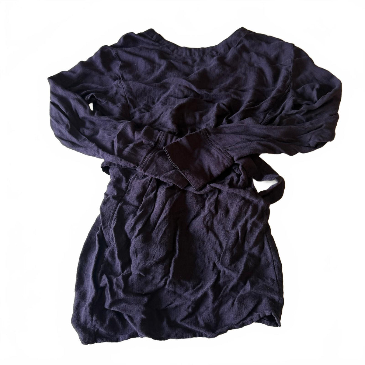 Free People Back in the Spotlight Belted Tunic Top Navy V-Neck Size M