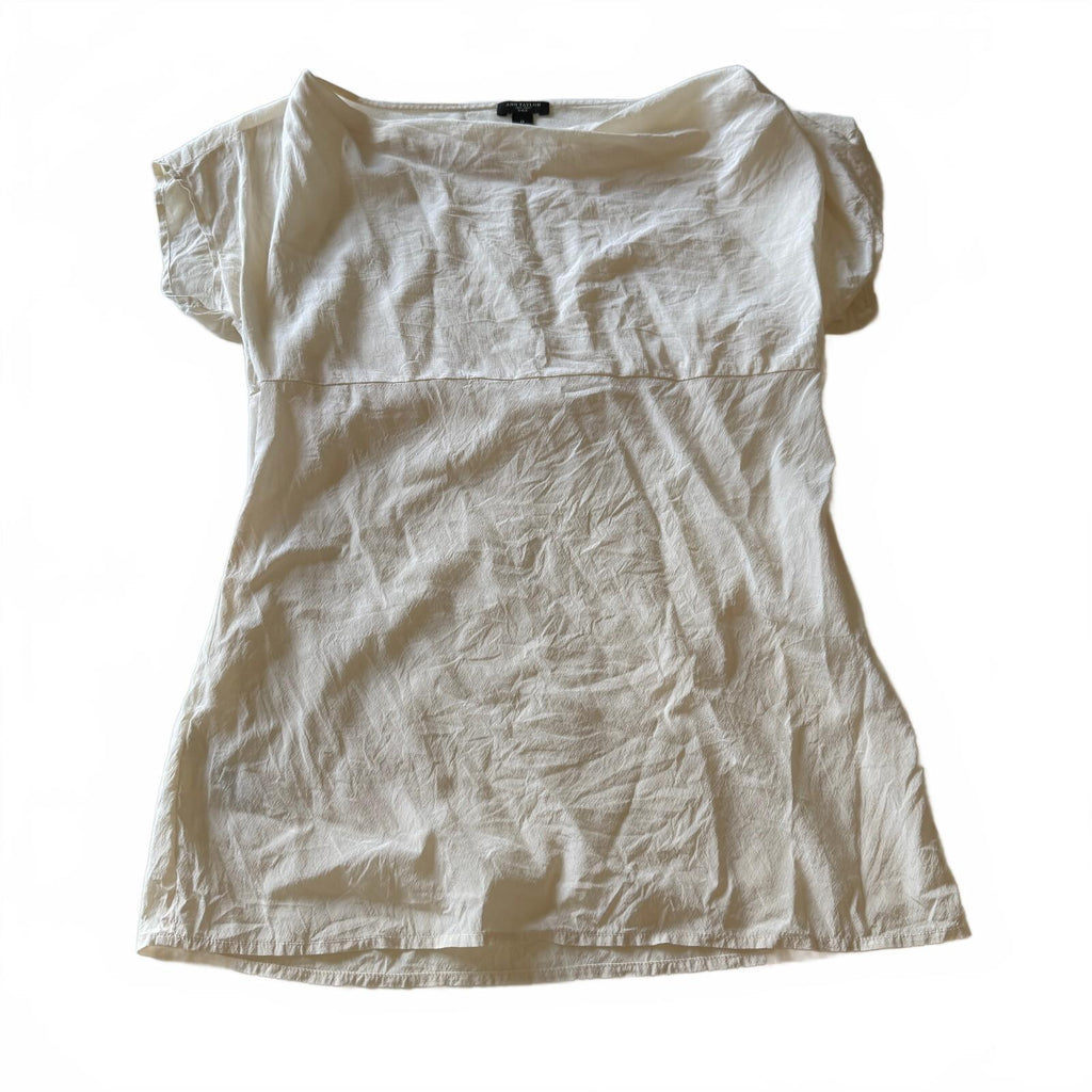 Ann Taylor Ivory Silk Cowl Neck Draped Top Sz 0 Office Coquette Back to School