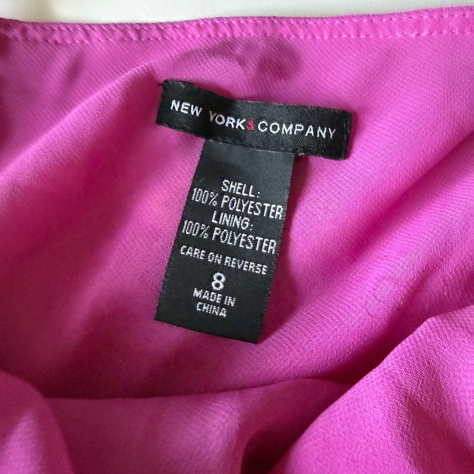 Y2K New York & Co Women's Gold Detail Flutter Sleeve Pink Mini Dress Tie Detail