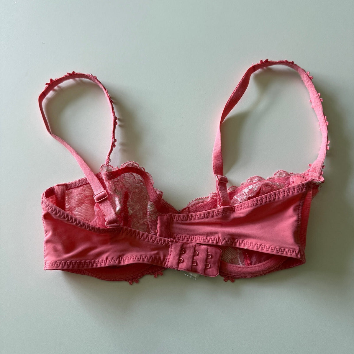 Simone Perele Coral Pink Lace Bra Sheer Floral French Luxury Lingerie Coquette