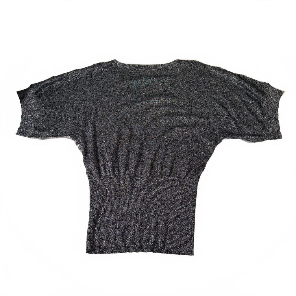 Cable & Gauge Silk Blend Sparkly Y2K Cinched Waist Sweater Top Fall Boho Chic