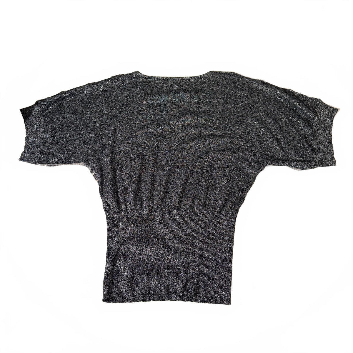 Cable & Gauge Silk Blend Sparkly Y2K Cinched Waist Sweater Top Fall Boho Chic