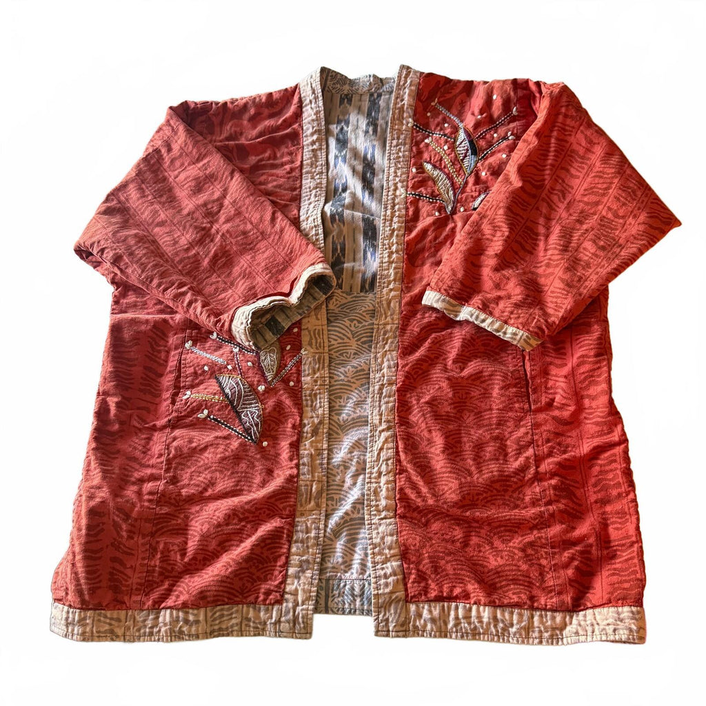Marketplace India Reversible Kantha Kimono Jacket Boho Fair Trade Bohemian Coat