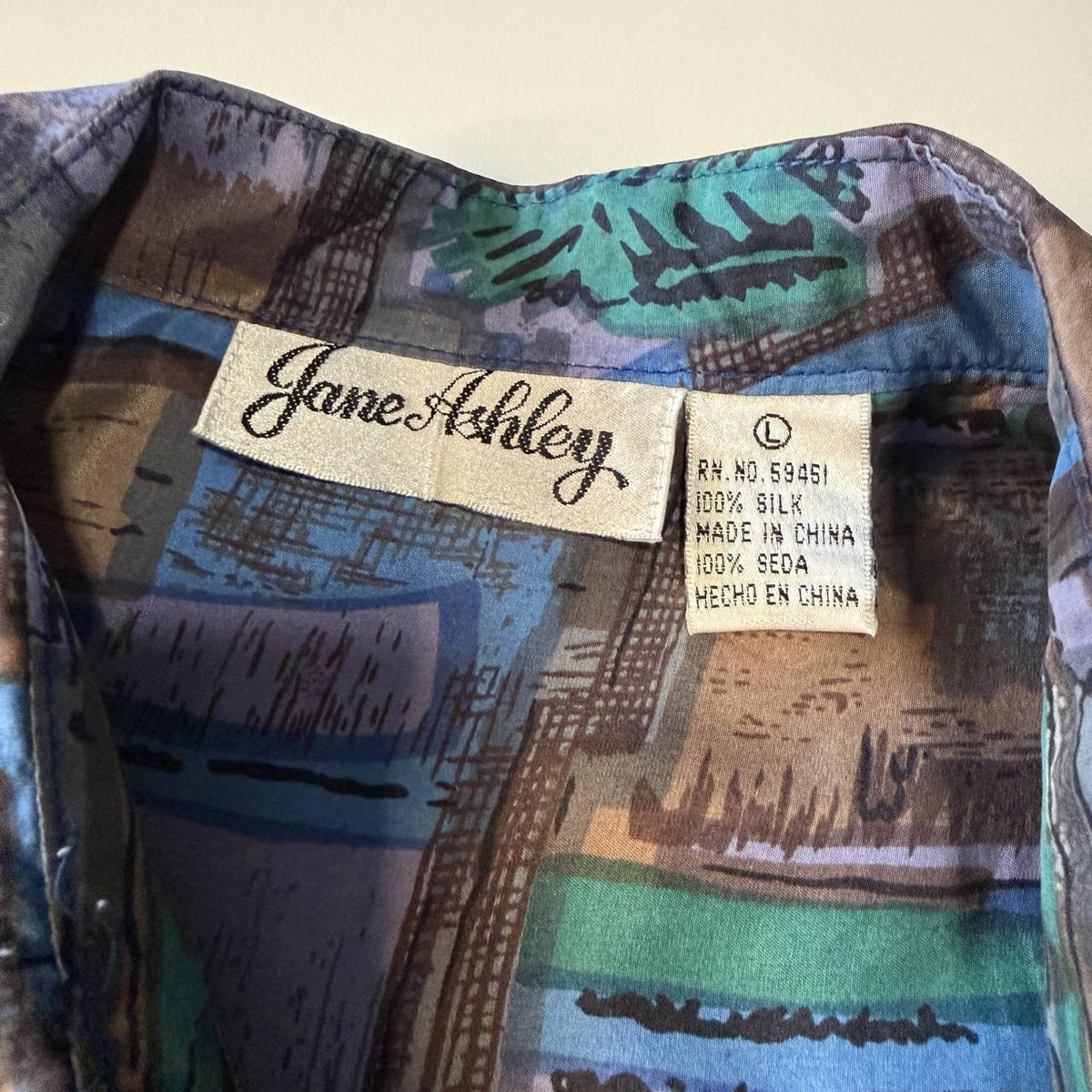 Vintage 1980s 1990s Jane Ashley Silk Beaded Button Up Whimsical Beaded