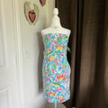 Island Republic Strapless Sundress Floral Tropical Cruise Vacation 97% Cotton
