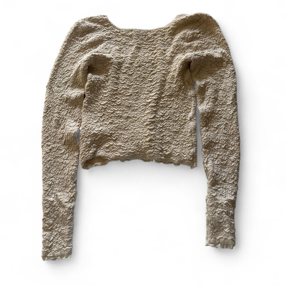 Natural Life Textured Cream Bohemian Crop Top Hippie Soft Layering Fall