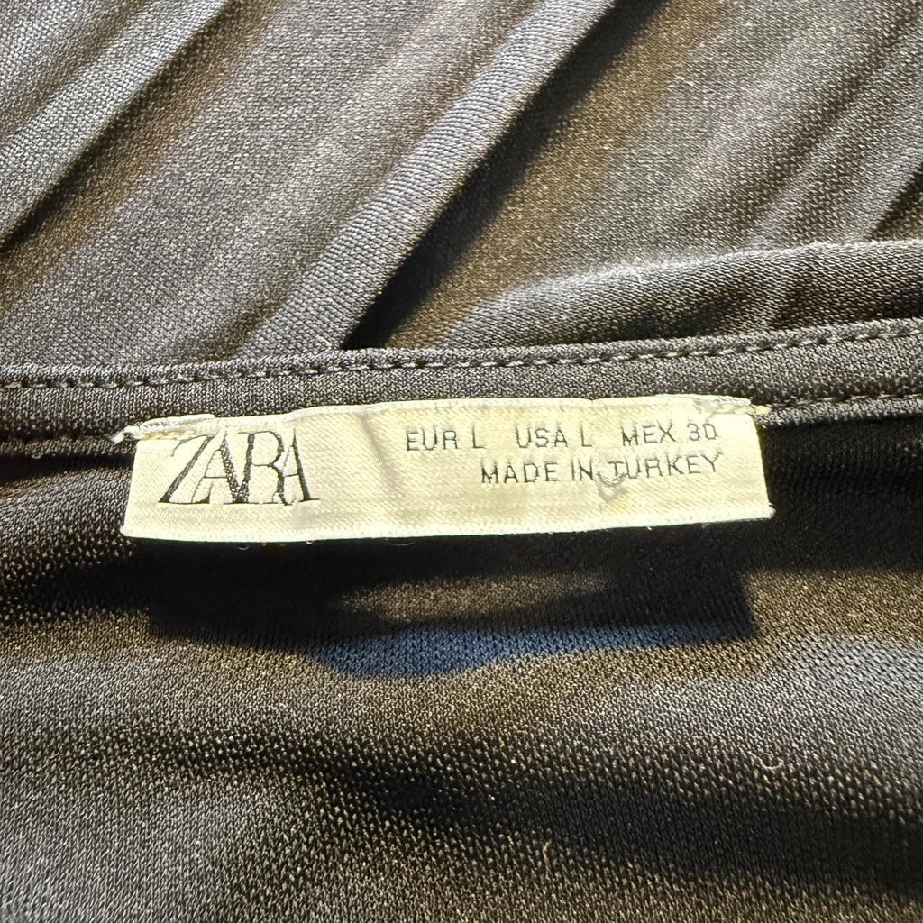 Zara Pleated Skirt Little Black Dress Size Lg Ballerina Basic
