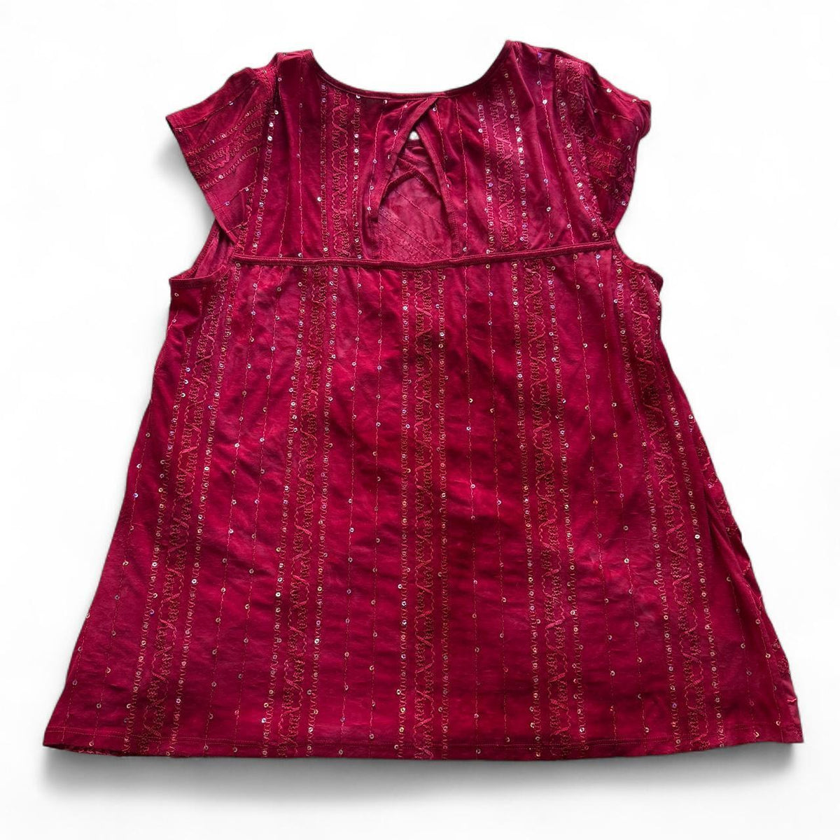 Dressbarn Sequin Detail Short Sleeve Blouse