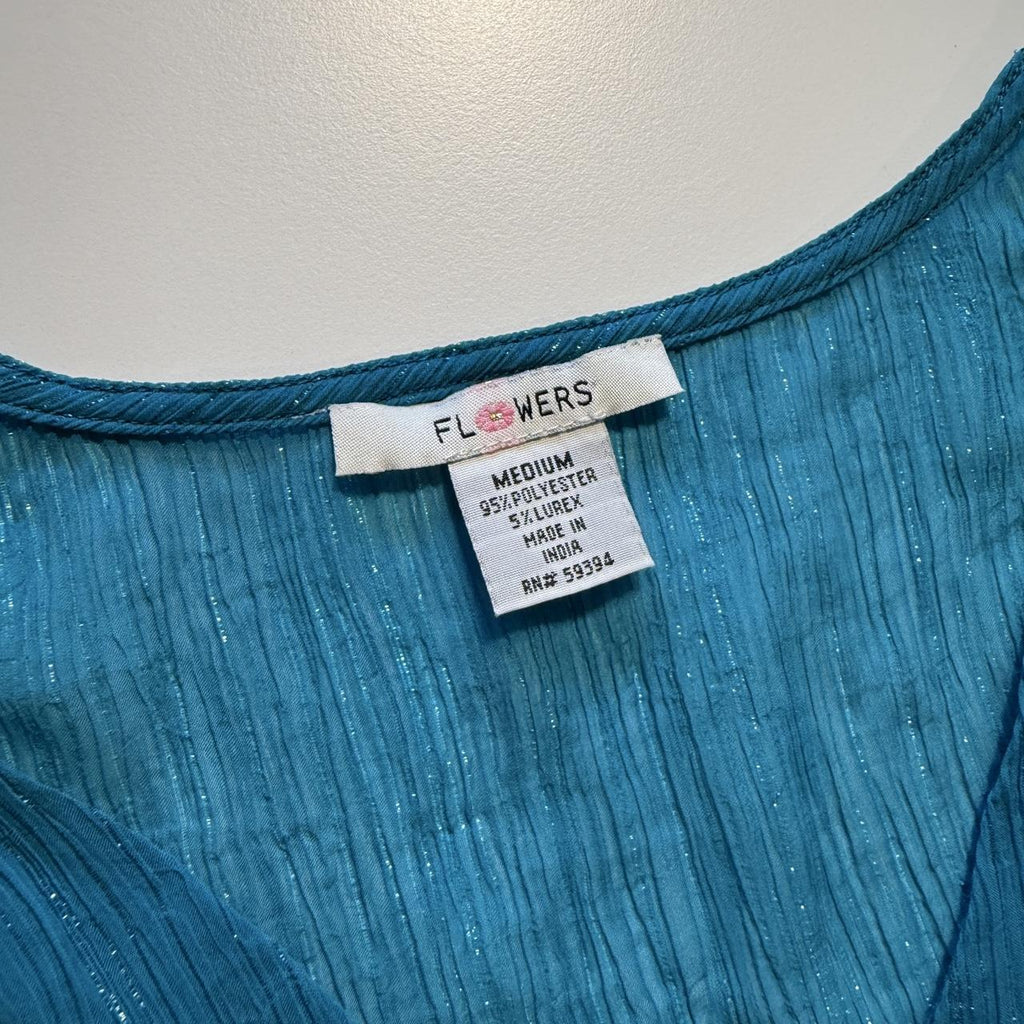 Sheer Sparkly Sleeveless Blouse Tie Back Detail Y2K Mermaid Core