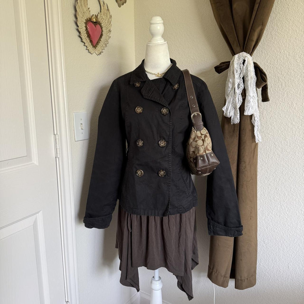 Merona Double Breasted Trench Lightweight Layering Water Repellent Coat