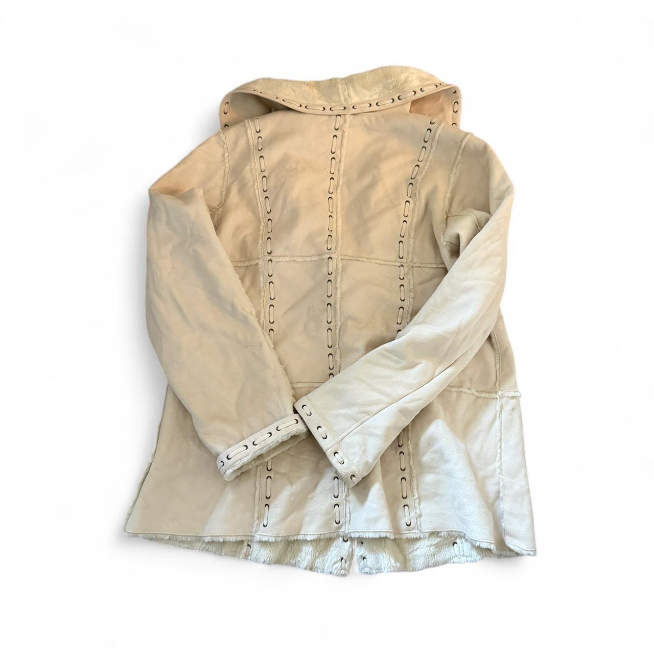 Dennis Basso White Shearling Penny Lane Coat Women’s XL