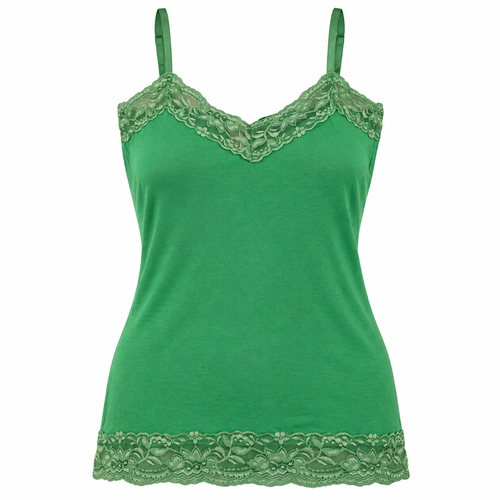 DNA Basic green lace trim camisole front view
