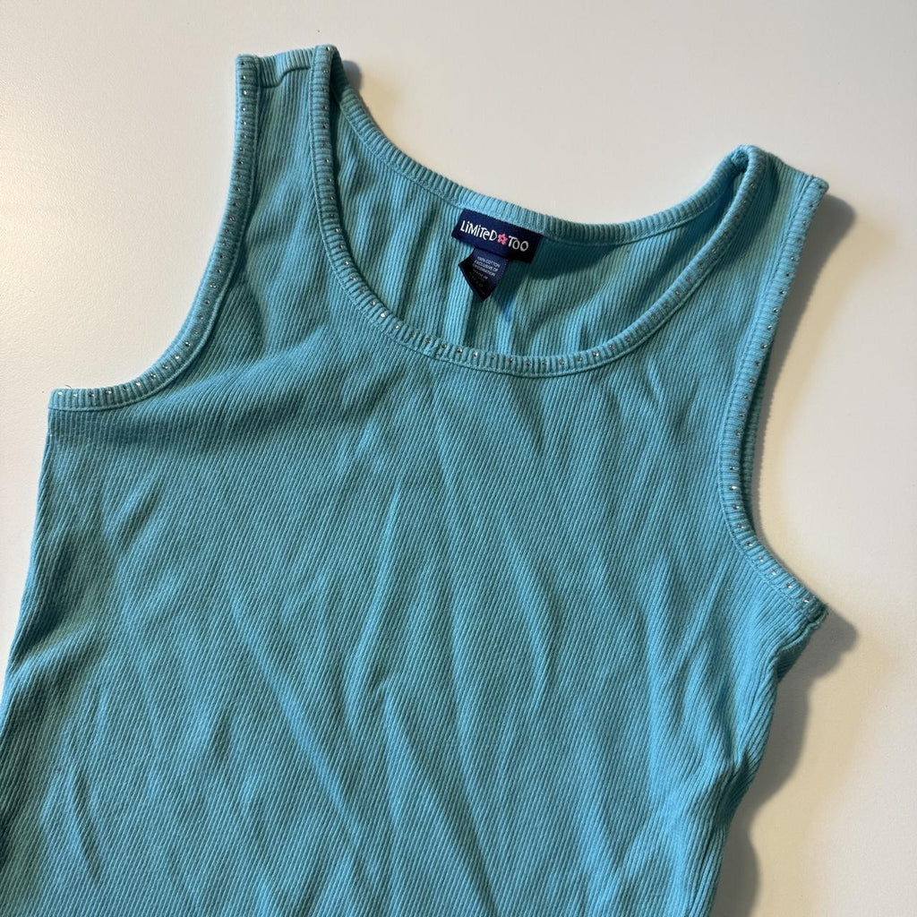 Limited Too Y2K Vintage Rhinestone Teal Tank Top
