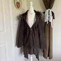 Brown Sonoma Corduroy Zip Faux Fur Hood Jacket Cozy Fall Winter Plaid Interior