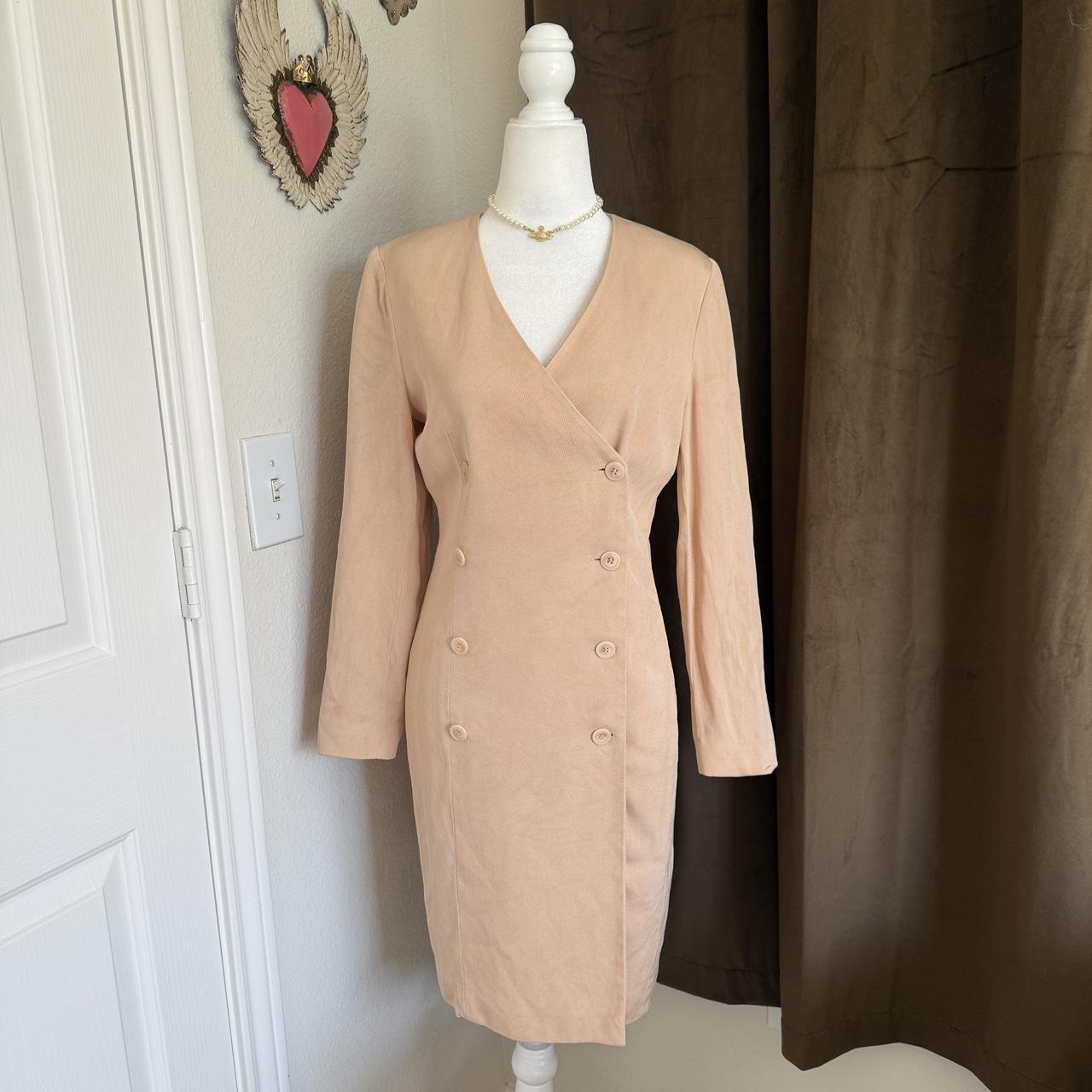 Vintage Ann Taylor Silk and Wool Blend Peachy Pink Double Breasted Blazer Dress