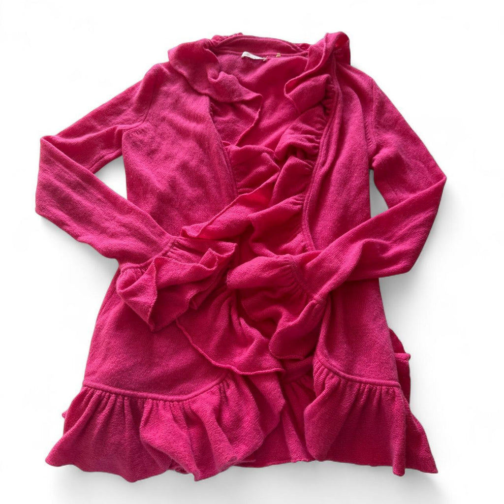 Minnie Rose Designer Cashmere Ruffled Girly Coquette Cardigan