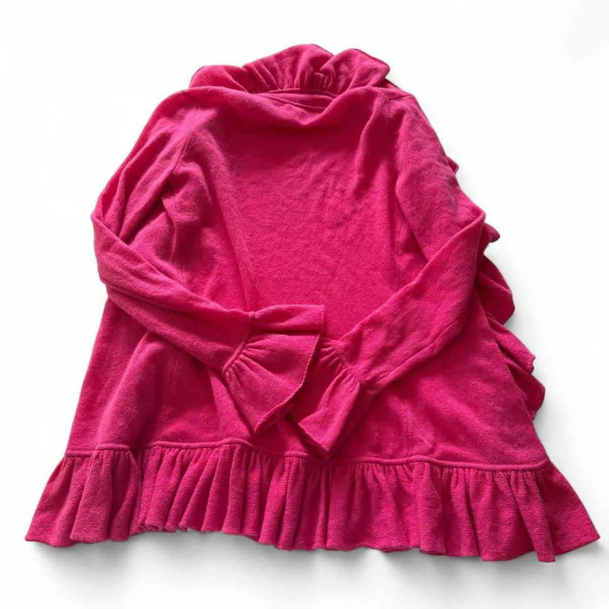 Minnie Rose Designer Cashmere Ruffled Girly Coquette Cardigan