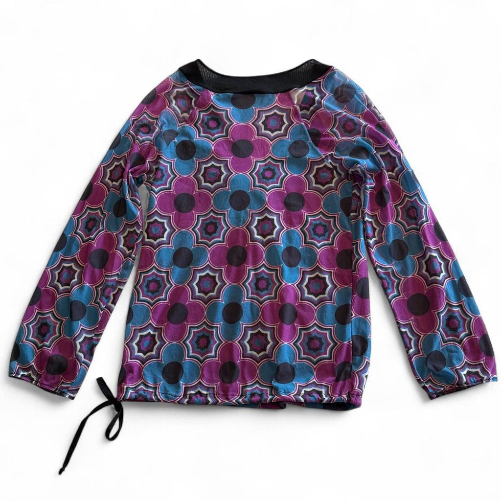 Po Bohemian Geometric Whimsical Tie Detail Blouse