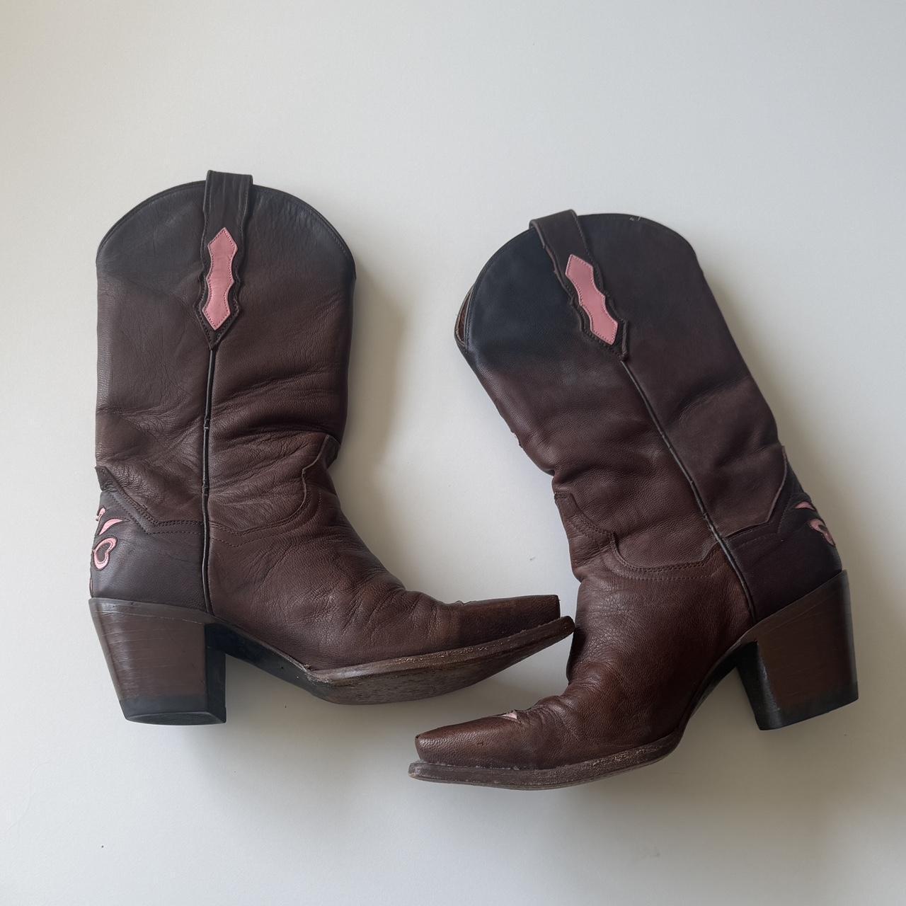 Brown and Pink Coquette Romantic Western Girly Cowboy Boots Dan Post