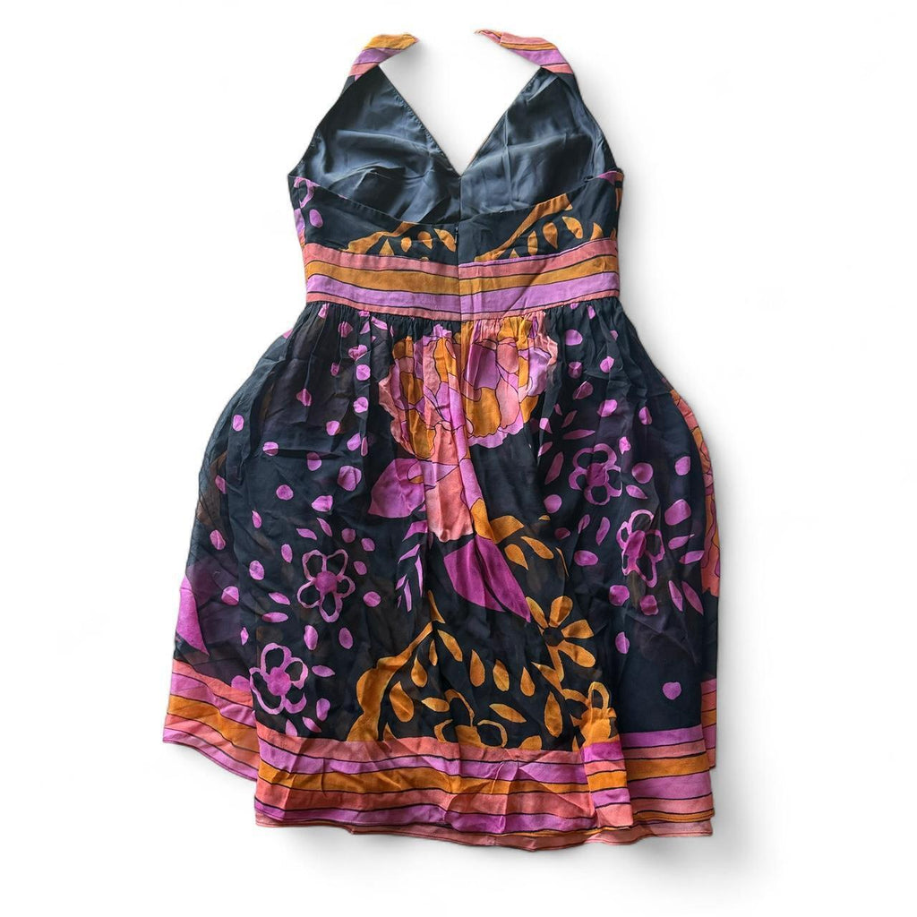 Jones New York Silk Halter Printed Dress Bohemian Summer