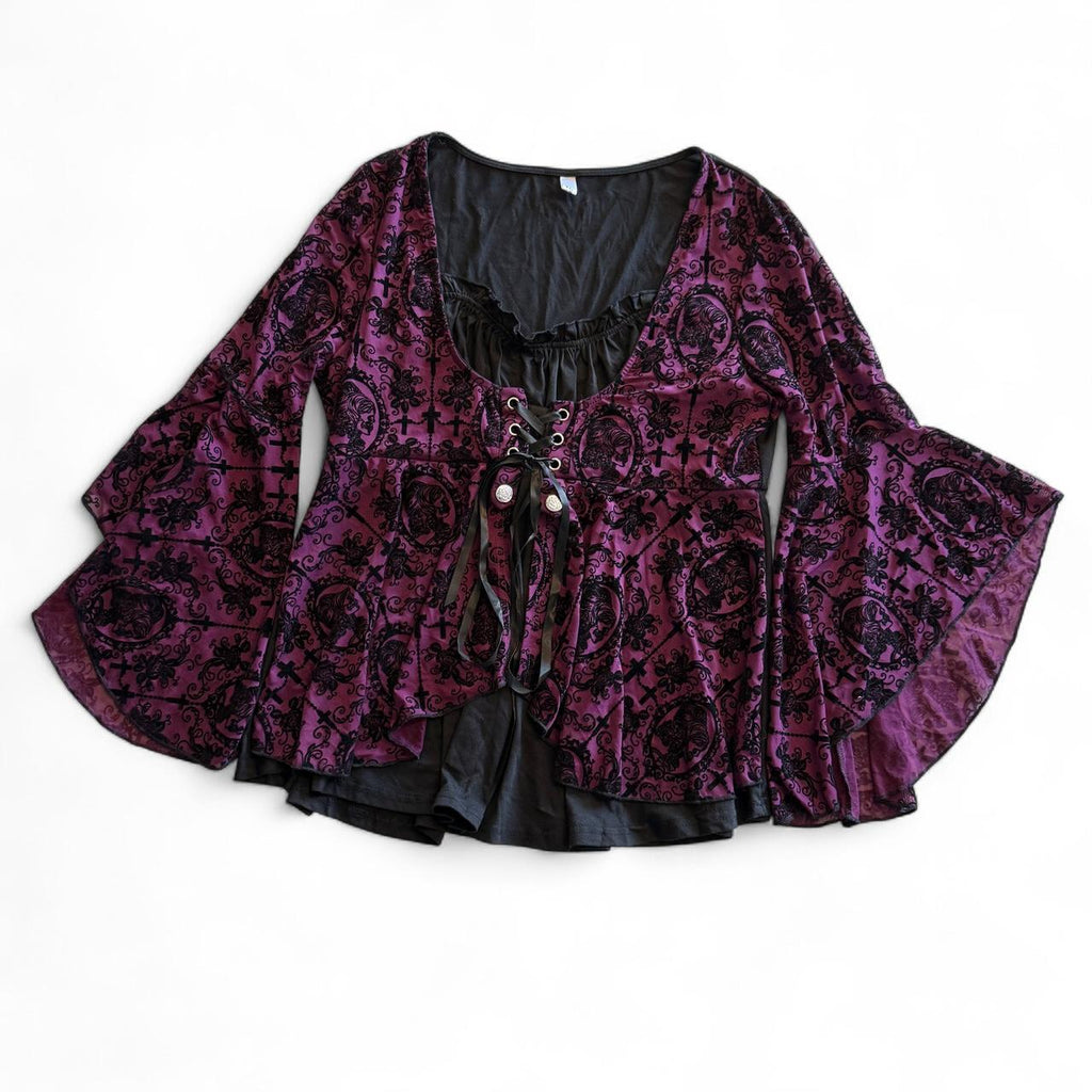Victorian Gothic Costume Top Flare Sleeve Halloween Renaissance Fair
