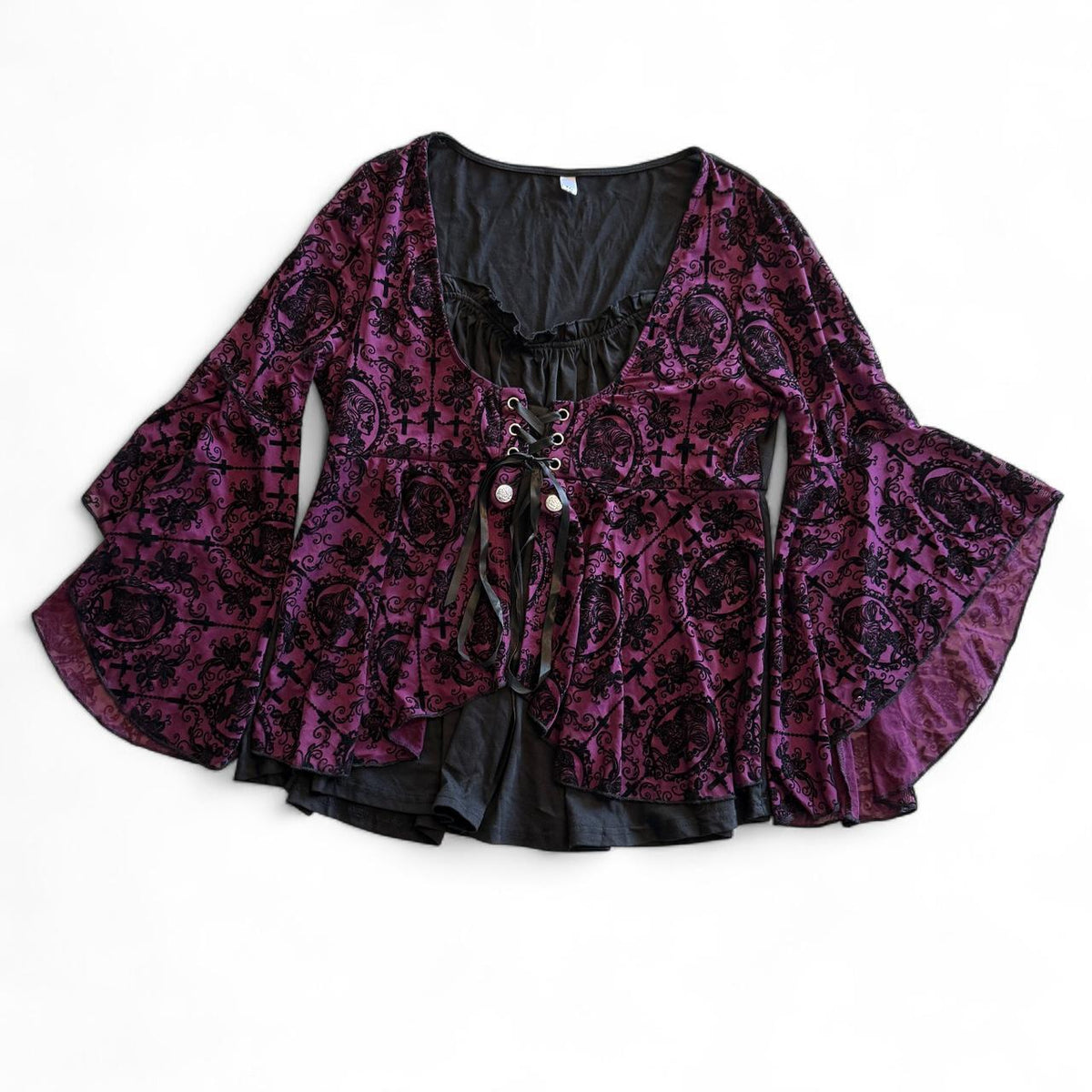 Victorian Gothic Costume Top Flare Sleeve Halloween Renaissance Fair