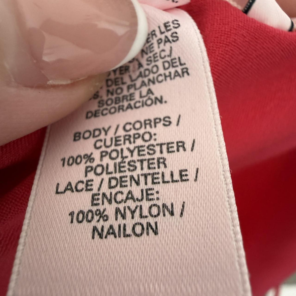 Victoria’s Secret Red Satin Slip Dress — Lace Trim Coquette Lingerie