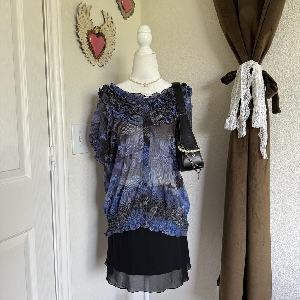 East 5th Whimsical Sheer Frilly Coquette Blouse